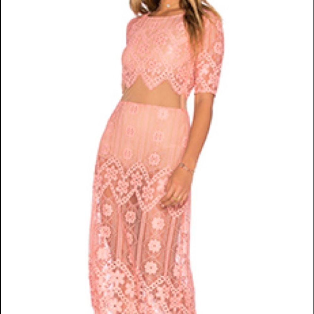 For Love+Lemons Pink Lace Dress